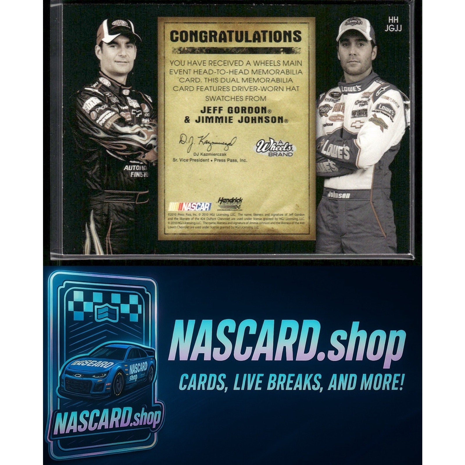 2010 Wheels Main Event Jeff Gordon Jimmie Johnson Head to Head Red #/25 - Card Gorilla