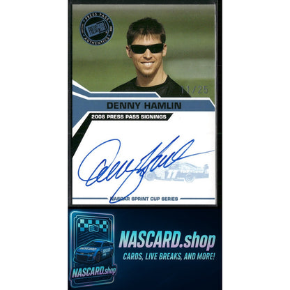2008 Press Pass Denny Hamlin Signings Blue #11/25 - Card Gorilla
