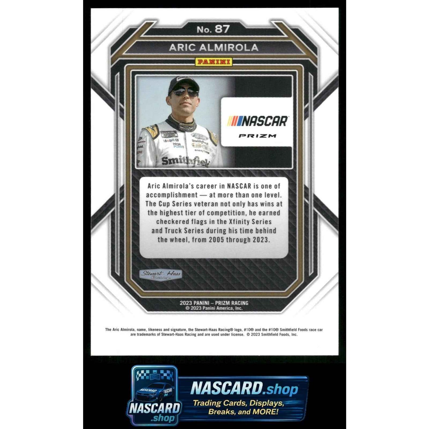 2023 Panini Prizm #87 Aric Almirola White Sparkle Prizm