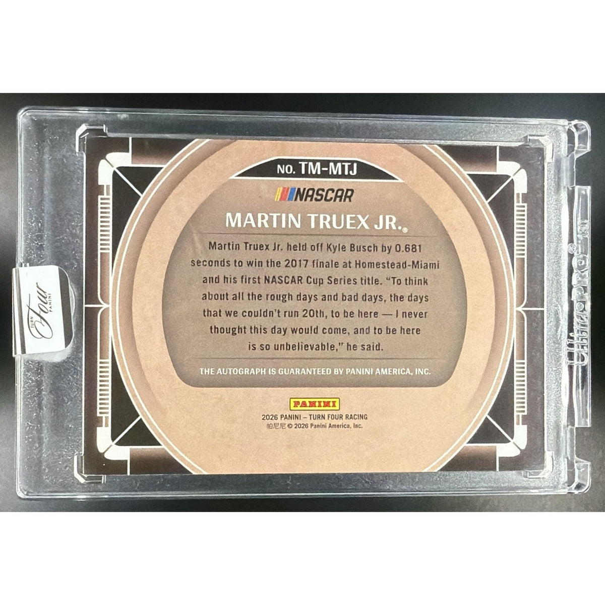 2026 Panini Turn Four Racing Martin Truex Jr. Timeless Moments Holo Silver /75