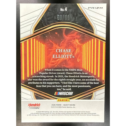 2026 Panini Select NASCAR Chase Elliott #4 En Fuego Red Prizms /99