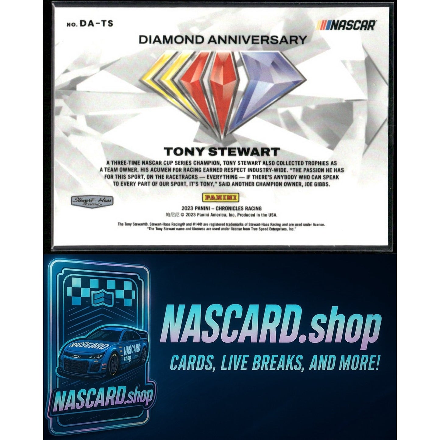 2023 Panini Chronicles #DA-TS Tony Stewart Diamond Anniversary