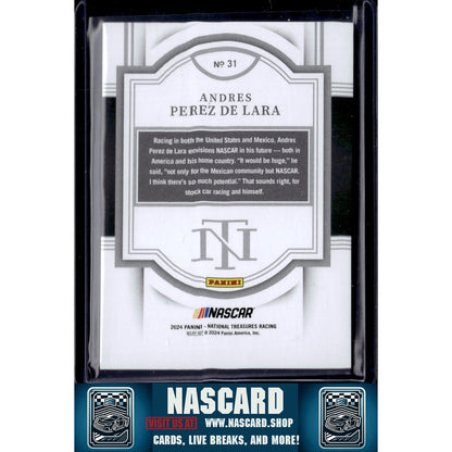 2024 Panini National Treasures #31 Andres Perez De Lara Holo Silver #/25 (RC) - NASCARD.shop