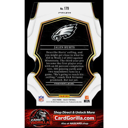 2022 Panini Select #179 Jalen Hurts Black and Red Prizm Die Cut