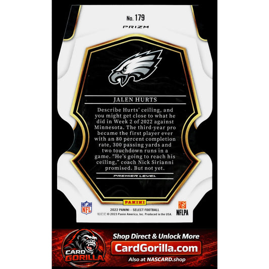 2022 Panini Select #179 Jalen Hurts Black and Red Prizm Die Cut