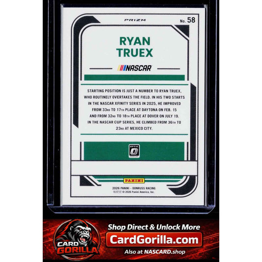 2026 Donruss #58 Ryan Truex Optic Black Pandora
