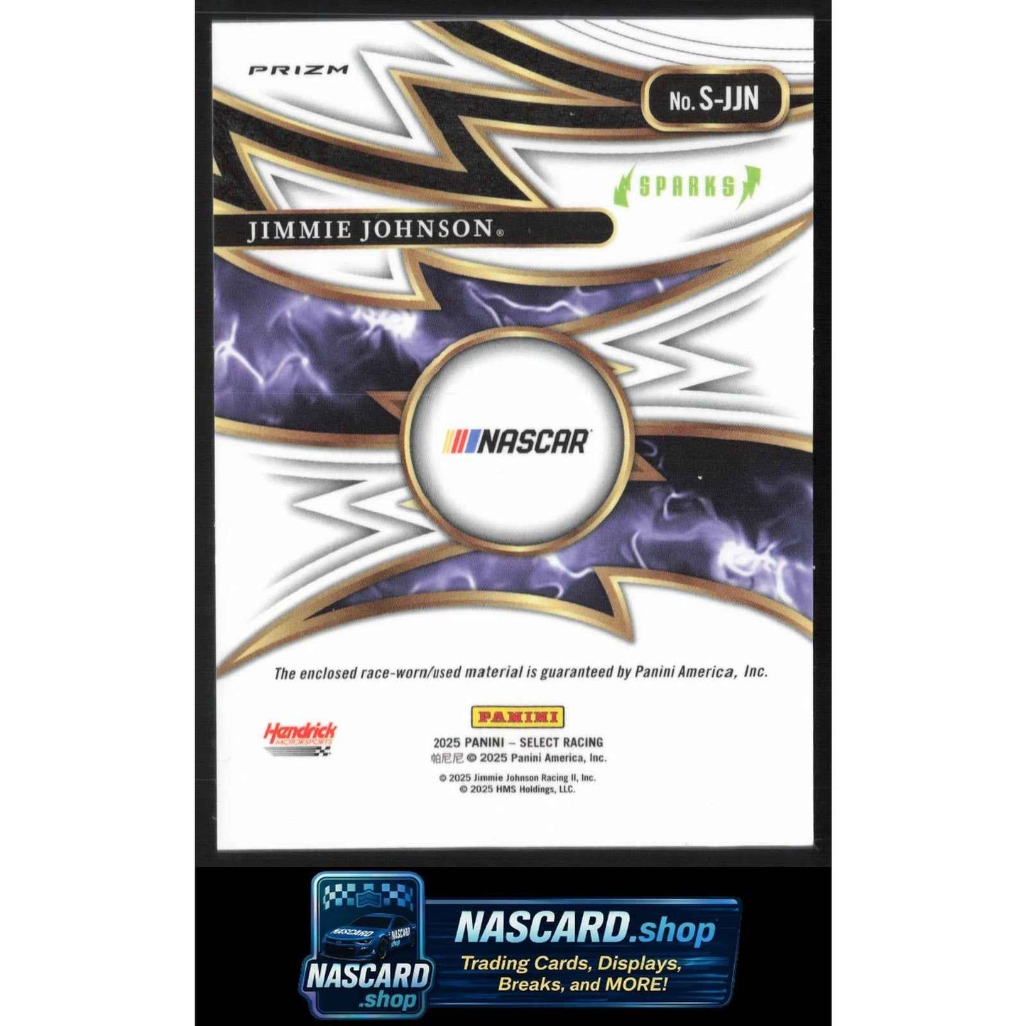 2025 Panini Select #S-JJN Jimmie Johnson Sparks Flash Prizms