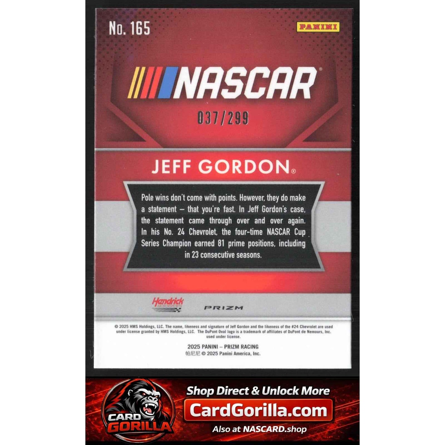 2025 Panini Prizm #165 Jeff Gordon Pulsar #/299