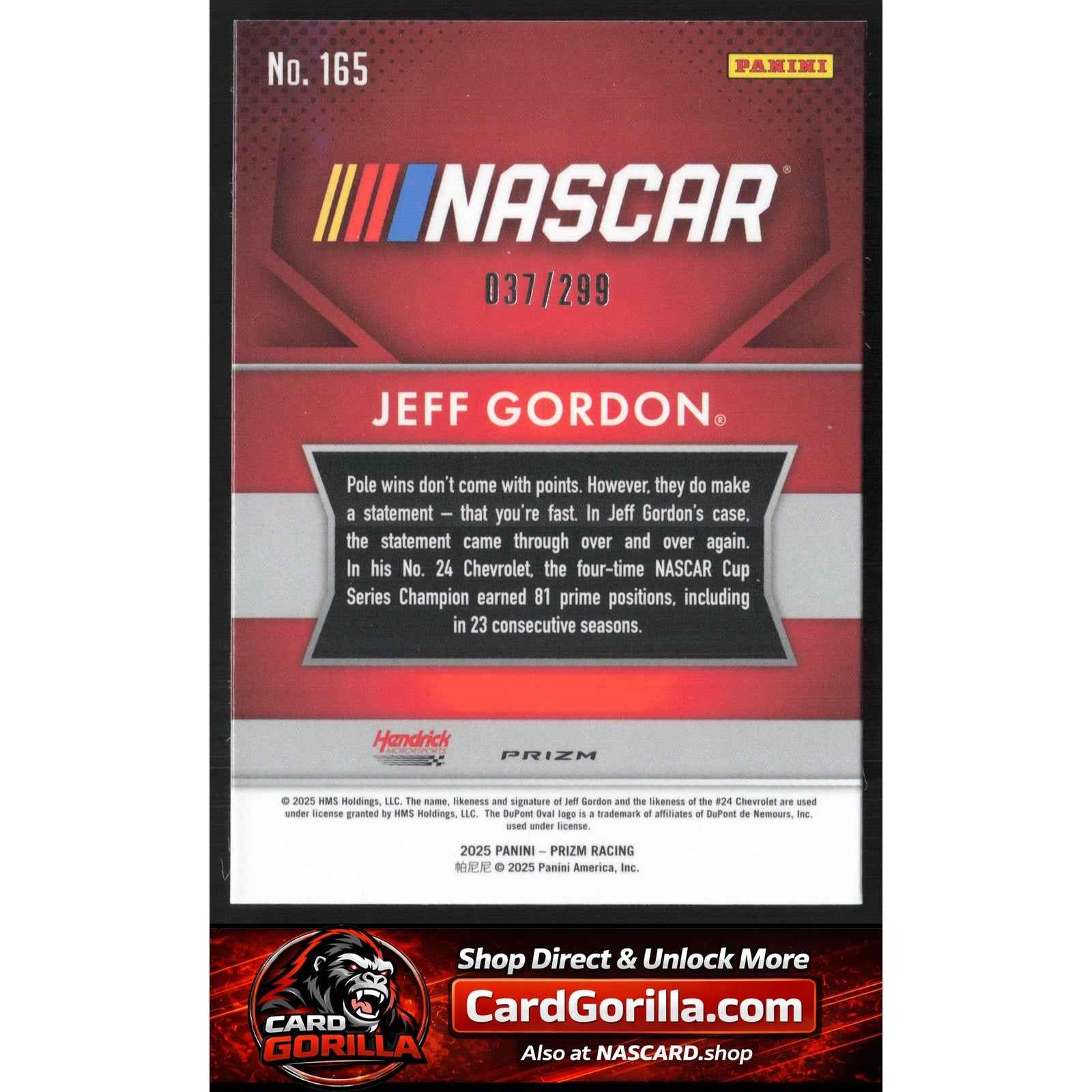2025 Panini Prizm #165 Jeff Gordon Pulsar #/299