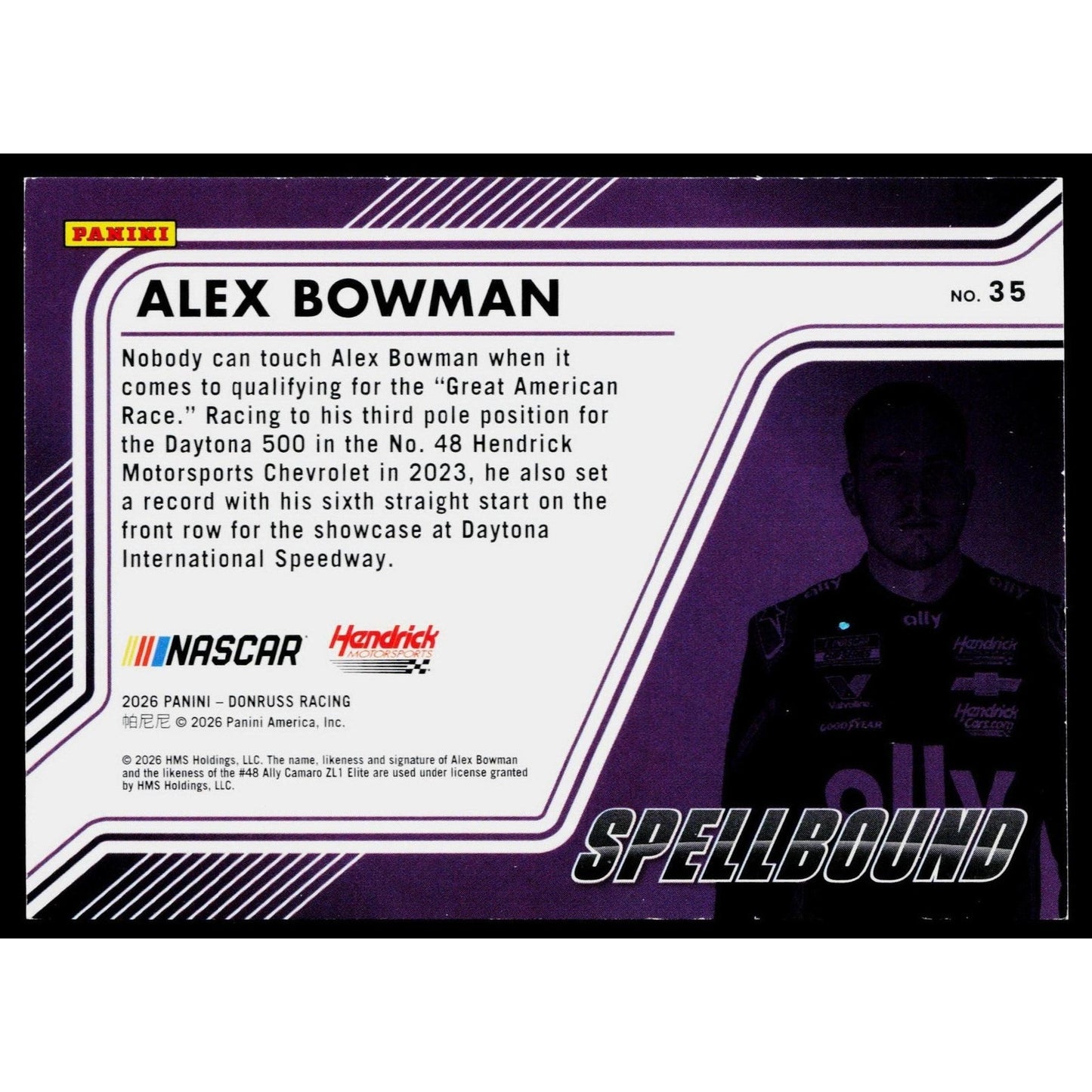 2026 Donruss #35 Alex Bowman Spellbound Orange Ice #/75