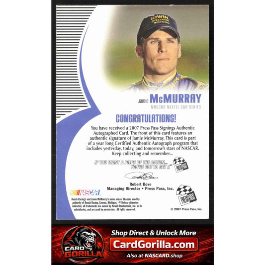 2007 Press Pass #NNO Jamie McMurray Signings Silver #100/100