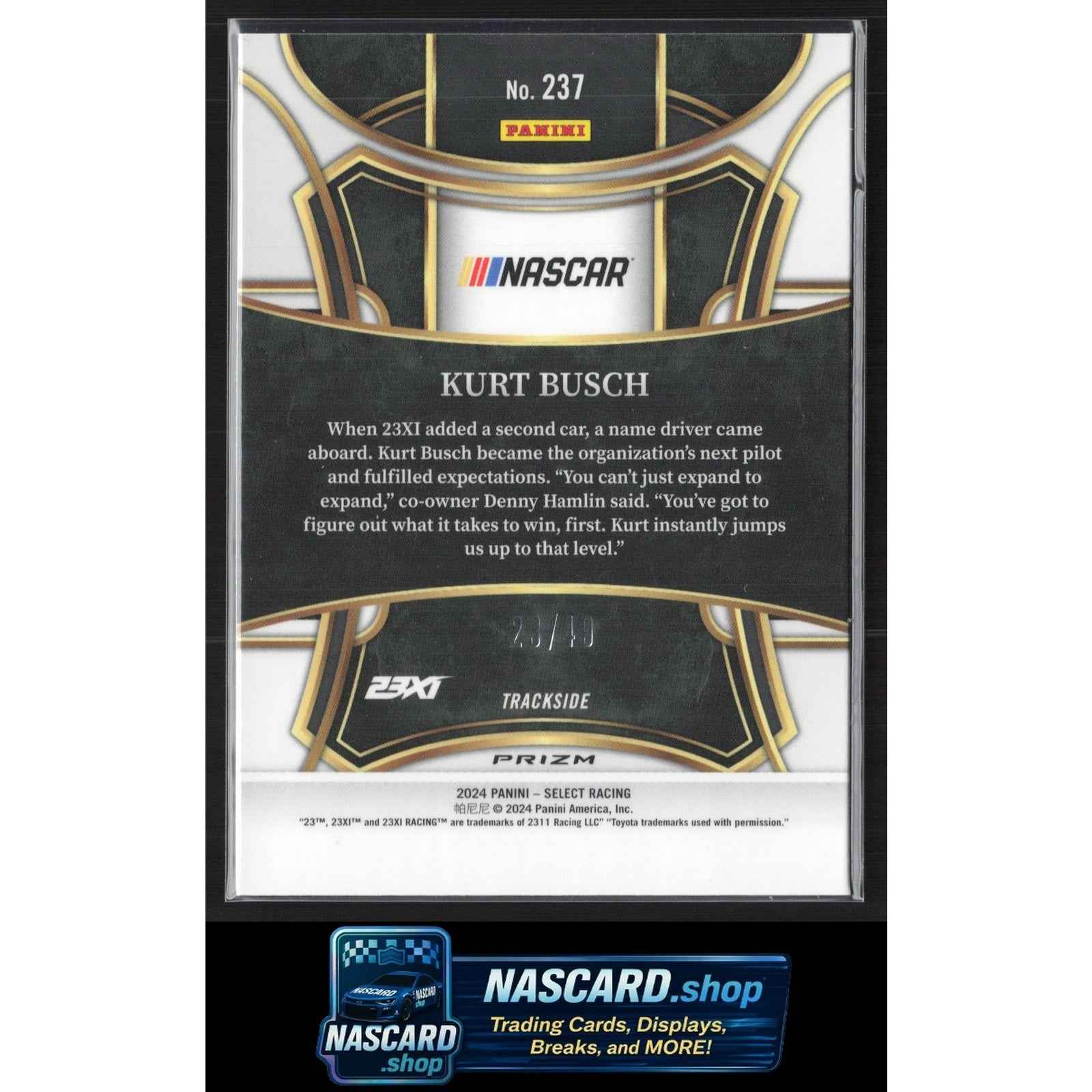 2024 Panini Select #237 Kurt Busch Black and Blue Prizms #/49