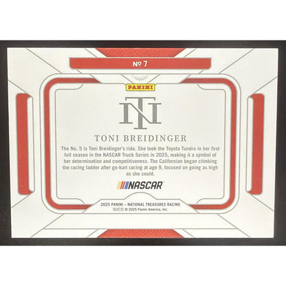 2025 Panini National Treasures Toni Breidinger #7 Rides /35