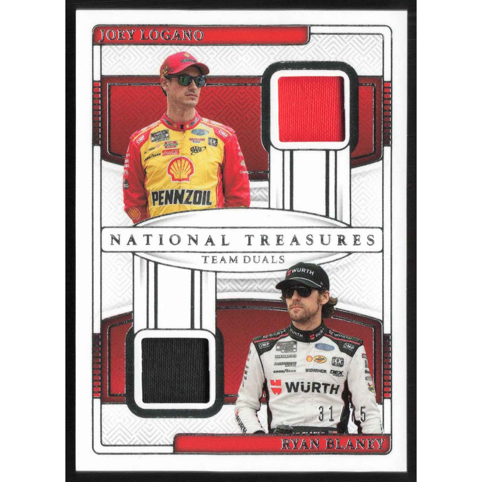 2025 Panini National Treasures #TD-LB Ryan Blaney/Joey Logano Team Duals #/75