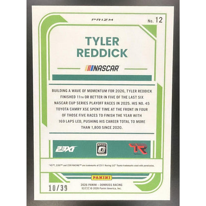 2026 Panini Donruss NASCAR Racing Tyler Reddick #12 Optic Black Velocity 10/39