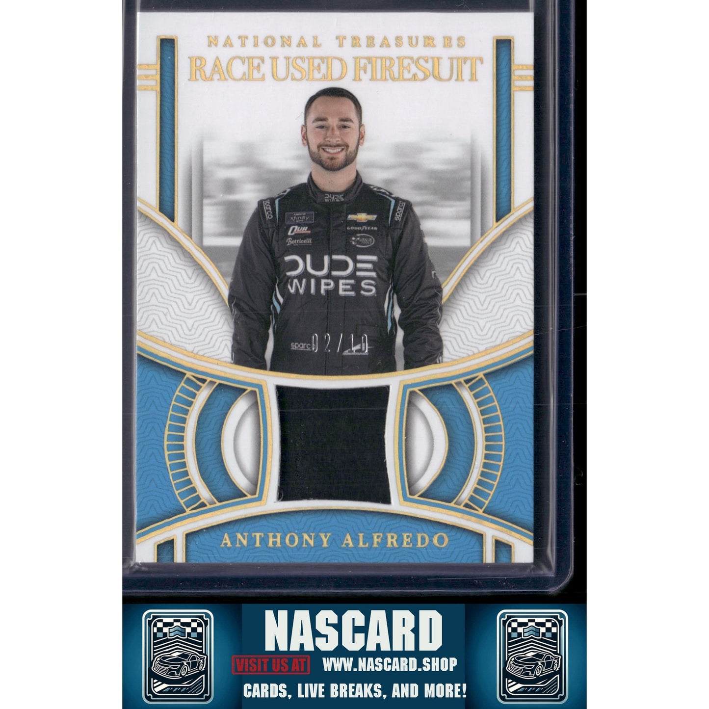2024 National Treasures Anthony Alfredo Race Used Firesuit Holo Gold #/10 - NASCARD.shop