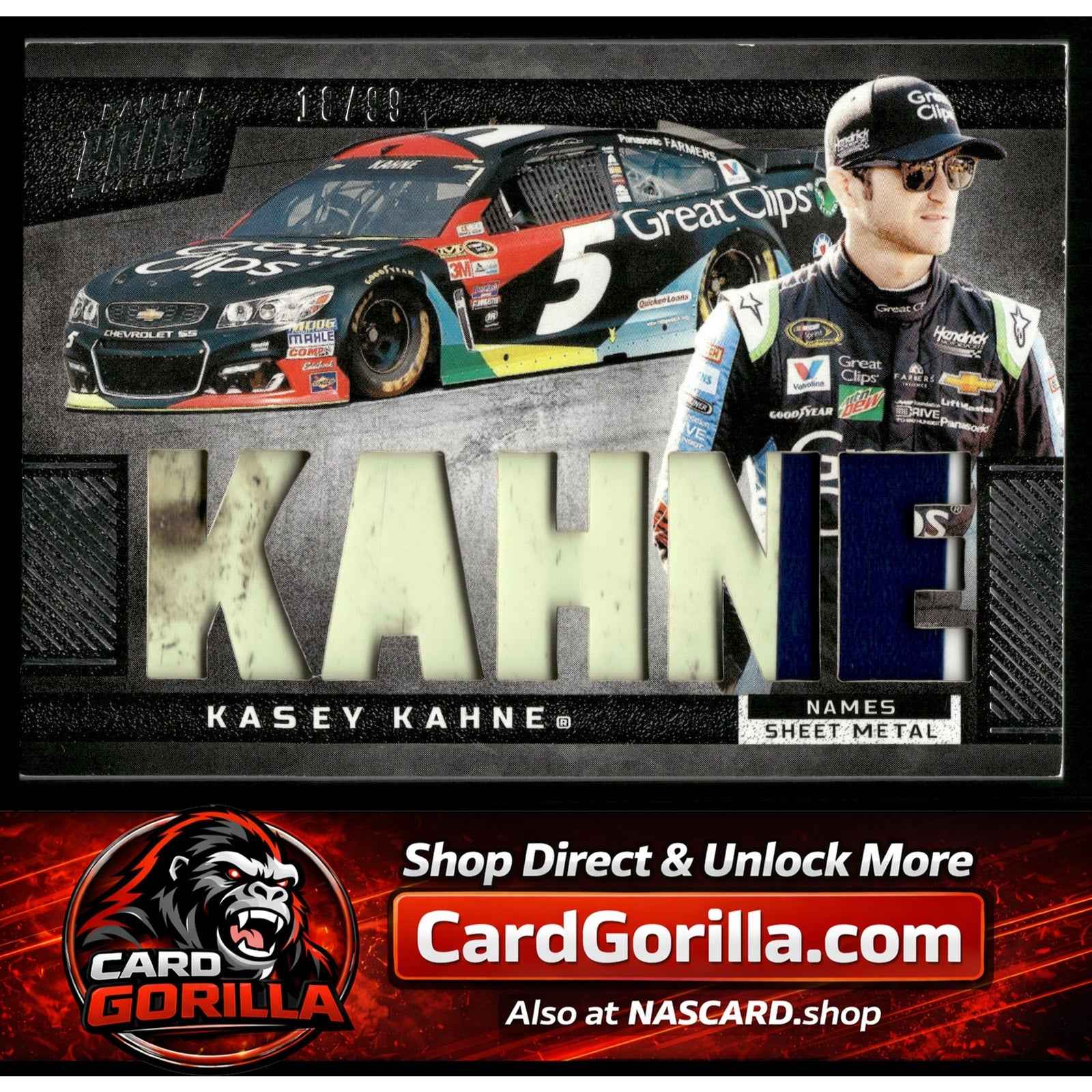 2023 Panini Prime #N-KKA Kasey Kahne Names Sheet Metal #/99