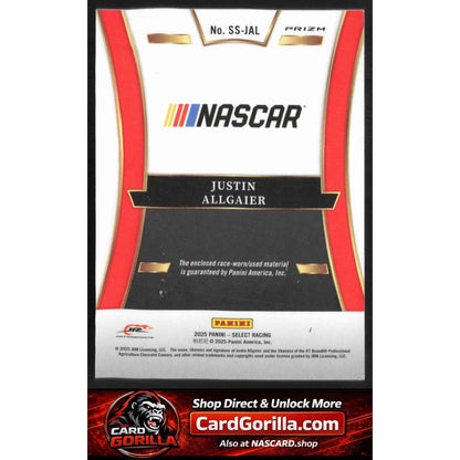 2025 Panini Select #SS-JAL Justin Allgaier Selective Swatches Ice Prizms