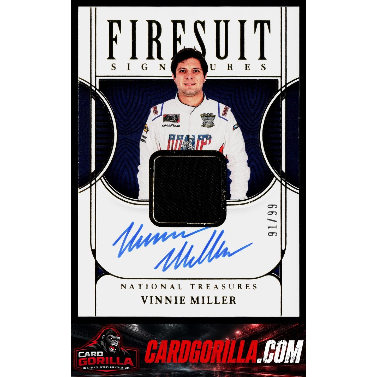 2023 Panini National Treasures #FS-VML Vinnie Miller Firesuit Signatures #/99