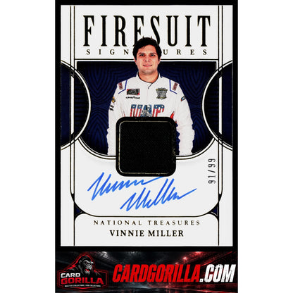 2023 Panini National Treasures #FS-VML Vinnie Miller Firesuit Signatures #/99