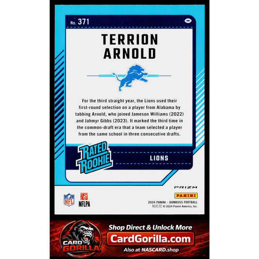 2024 Donruss #371 Terrion Arnold Optic Rated Rookies Preview Red Wave