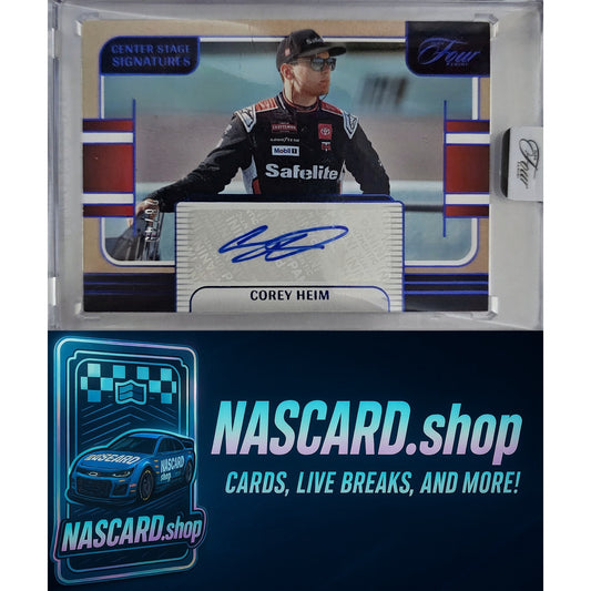 2025 Panini Turn Four #CSS-CHM Corey Heim Center Stage Signatures Blue #/49