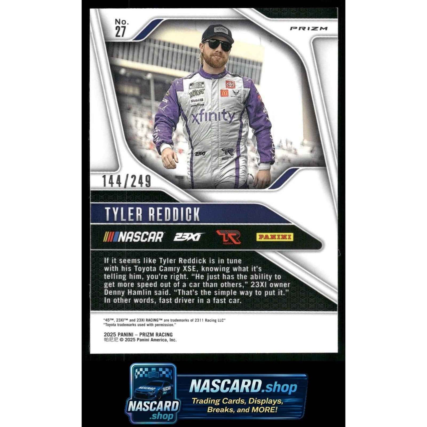 2025 Panini Prizm #27 Tyler Reddick Red #/249