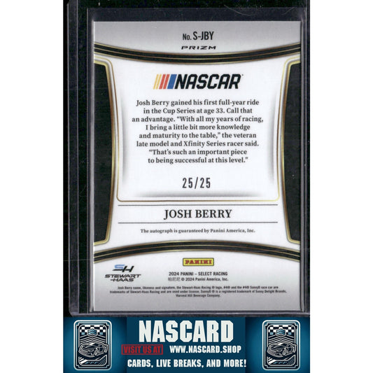 2024 Panini Select #S-JBY Josh Berry Signatures Tie-Dye Prizms #/25 - NASCARD.shop