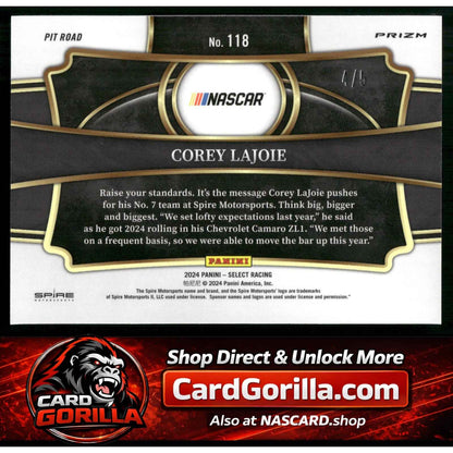 2024 Panini Select #118 Corey LaJoie Green Prizms #/5