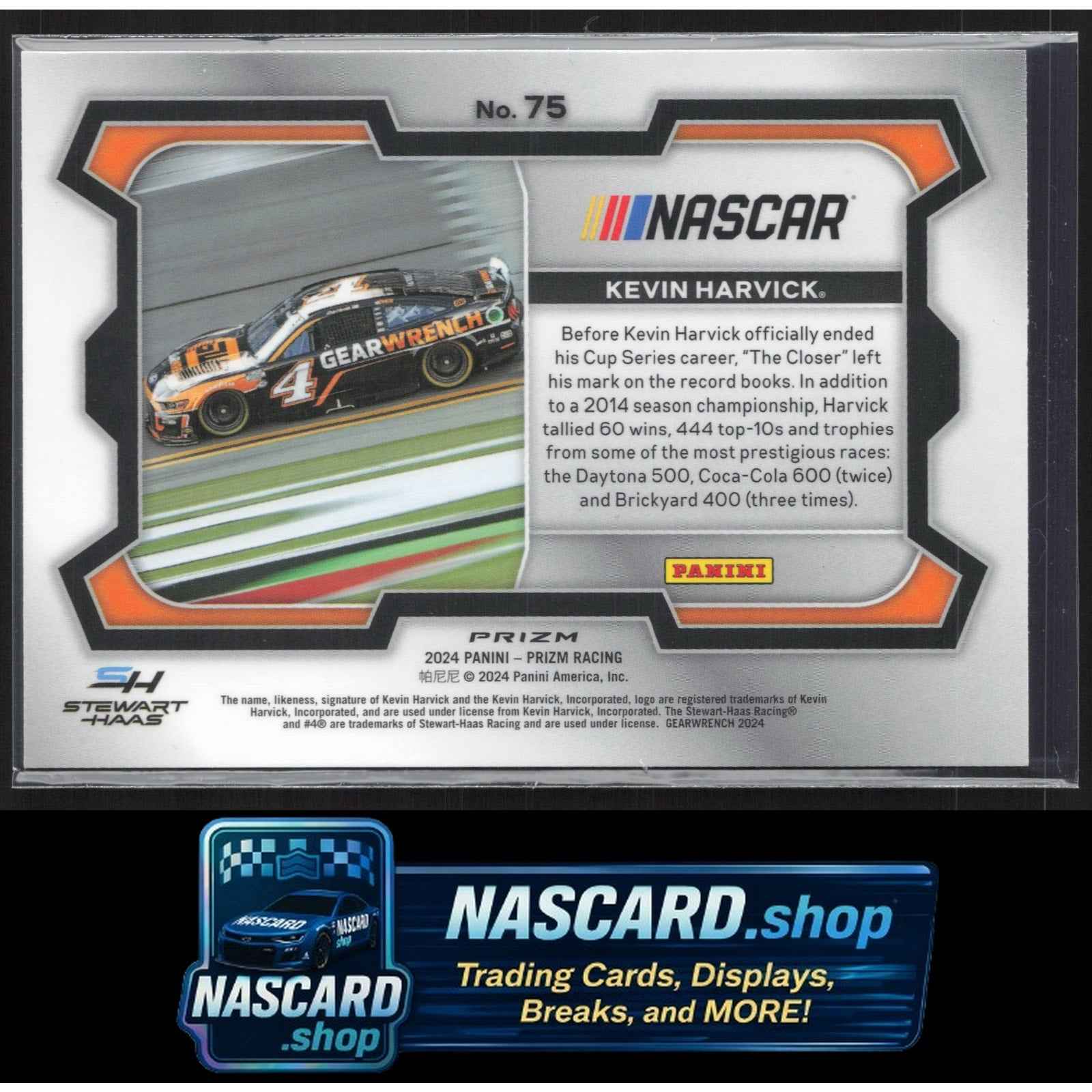 2024 Panini Prizm #75 Kevin Harvick White Sparkle