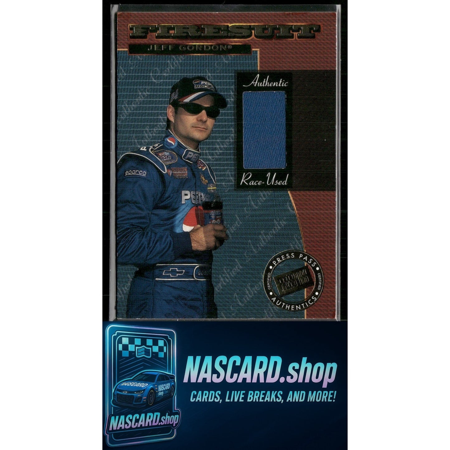 1999 Press Pass Premium #FS 1 Jeff Gordon Race-Used Firesuit Cards #/250 - Card Gorilla