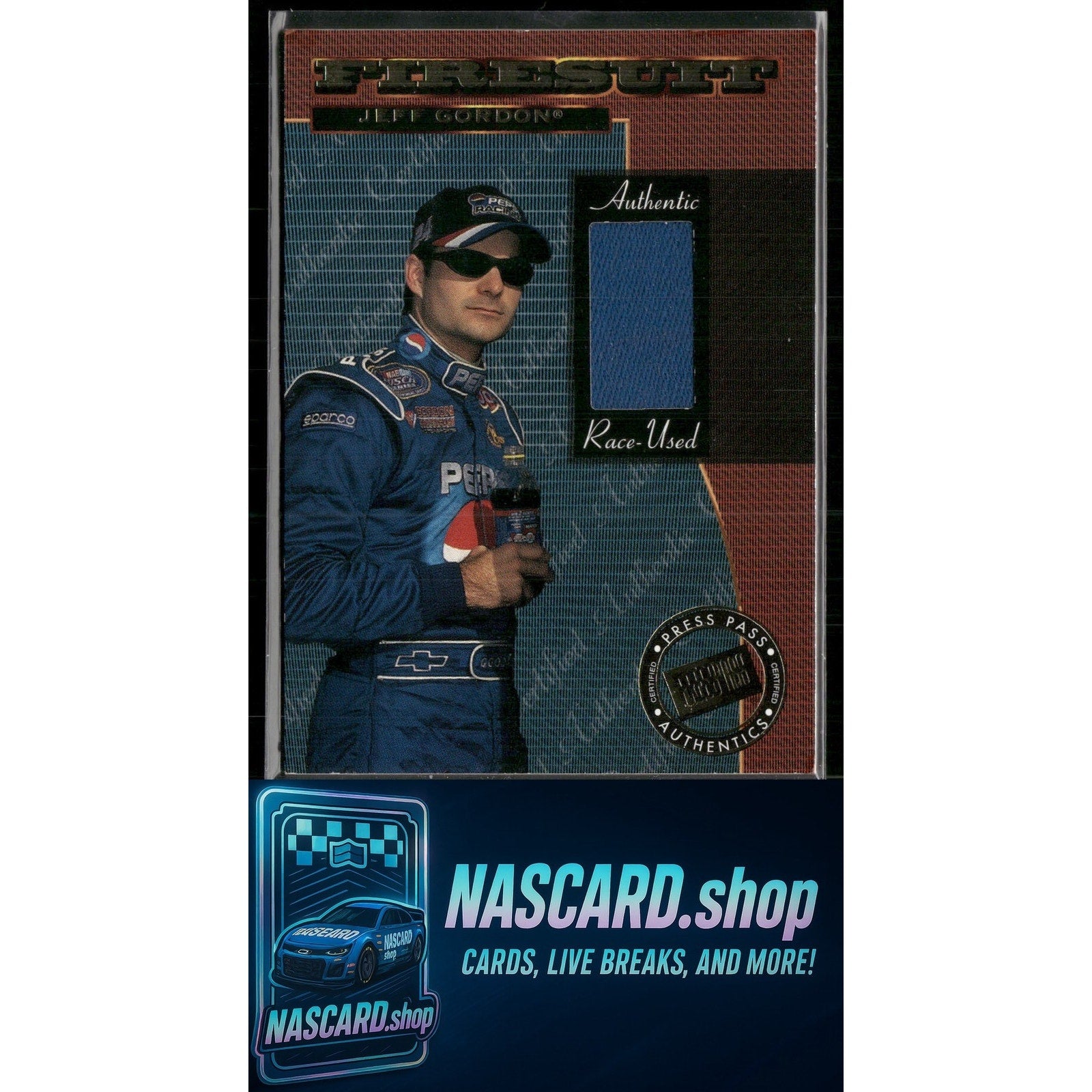 1999 Press Pass Premium #FS 1 Jeff Gordon Race-Used Firesuit Cards #/250 - Card Gorilla