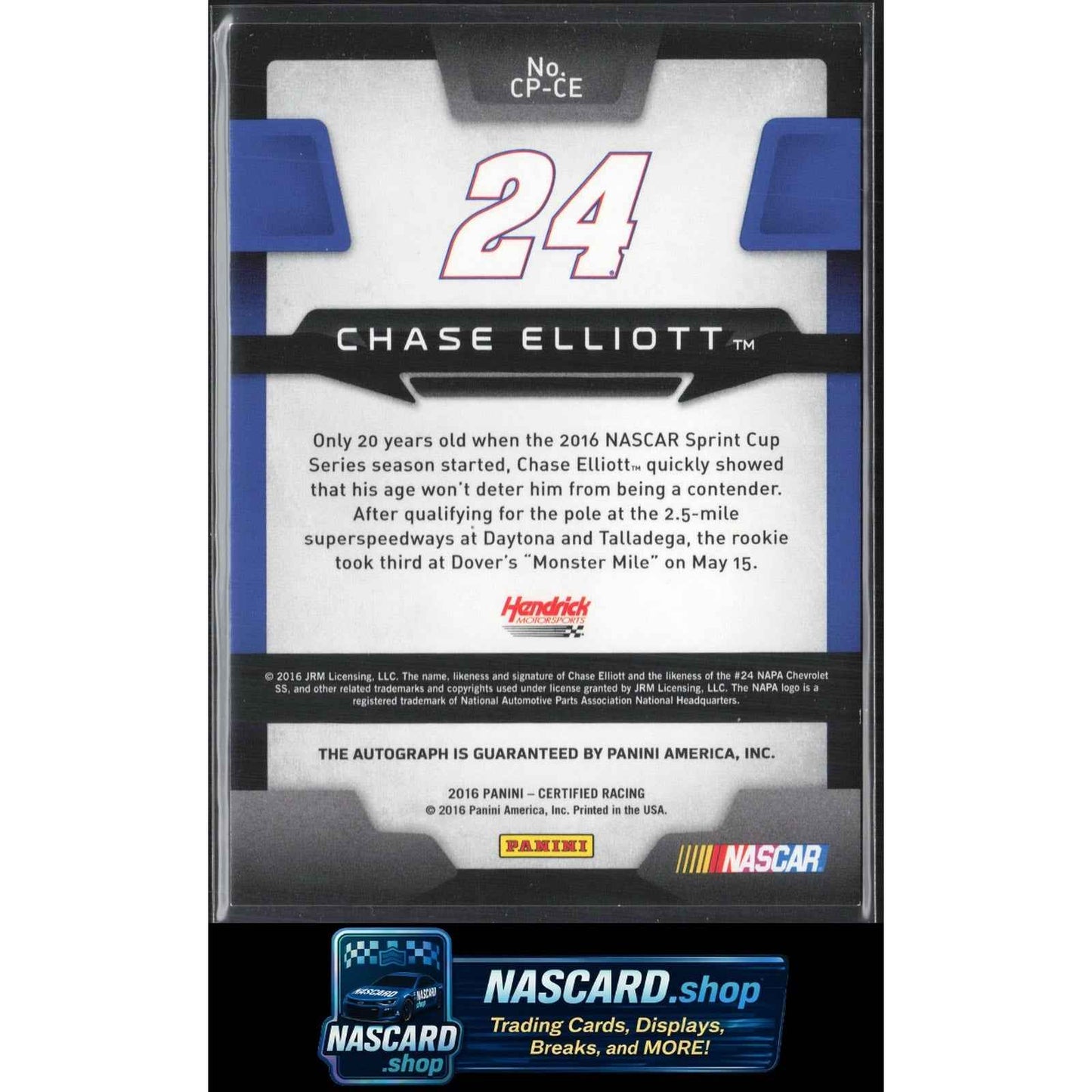 2016 Certified Chase Elliott Certified Potential Signatures Mirror Silver #/5 RC
