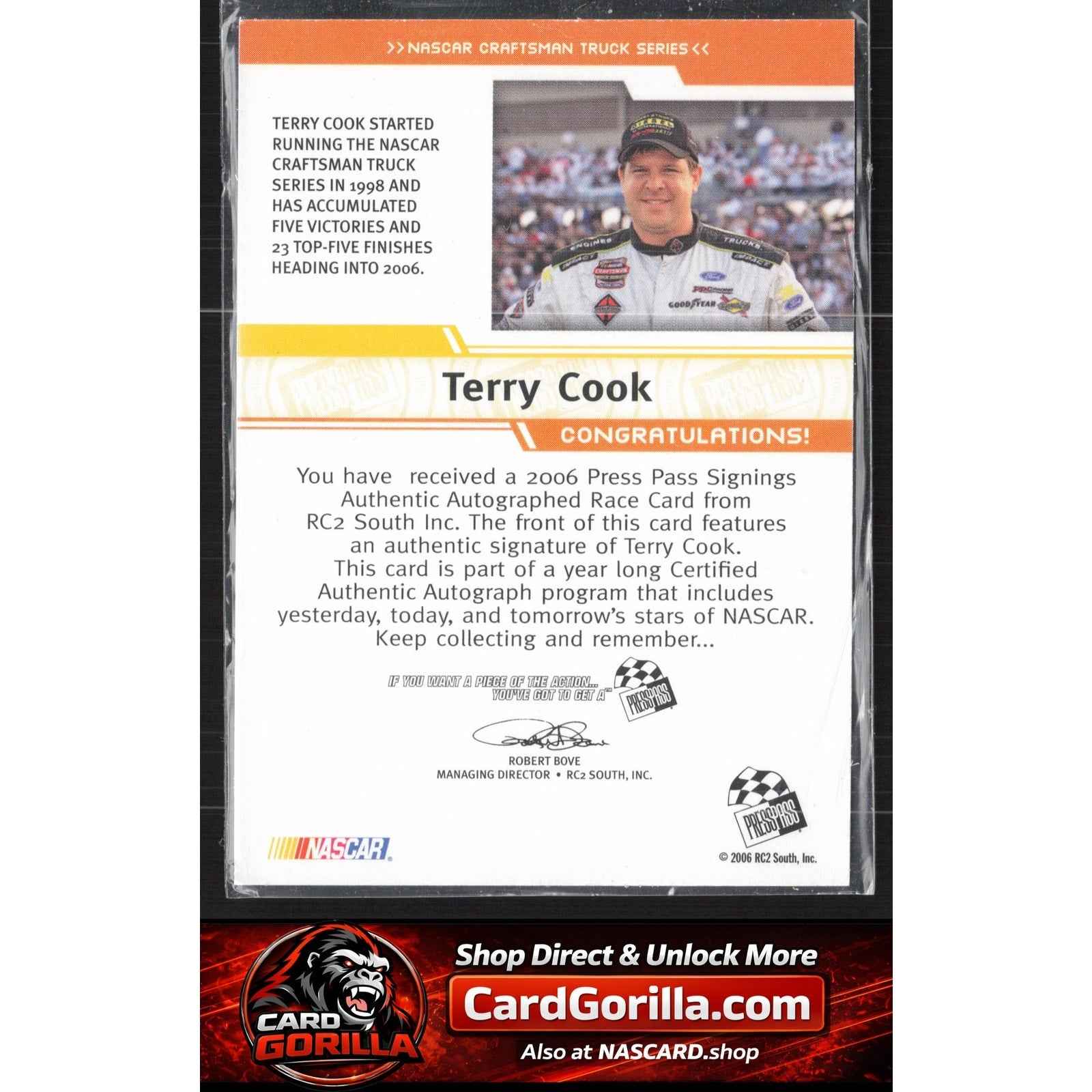 2006 Press Pass #NNO Terry Cook Signings Silver #/100