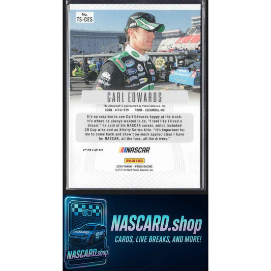 2024 Panini Prizm #TS-CES Carl Edwards Throwback Signatures Blue #/25