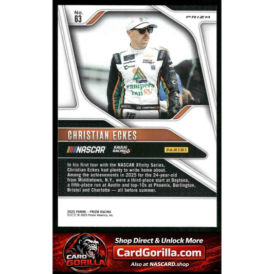 2025 Panini Prizm #63 Christian Eckes White Sparkle