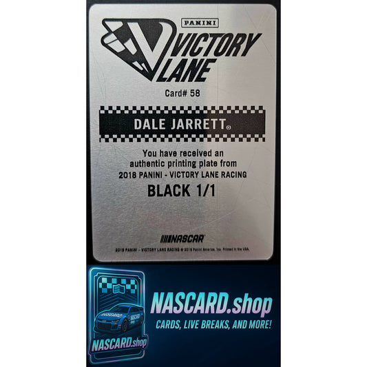 2018 Panini Victory Lane #58 Dale Jarrett Printing Plates Black #1/1