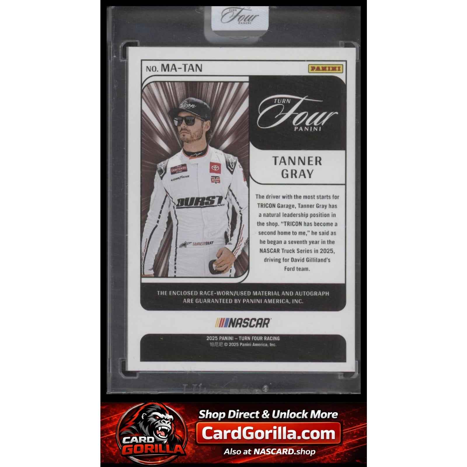 2025 Panini Turn Four #MA-TAN Tanner Gray Memorabilia Autographs Red #/15