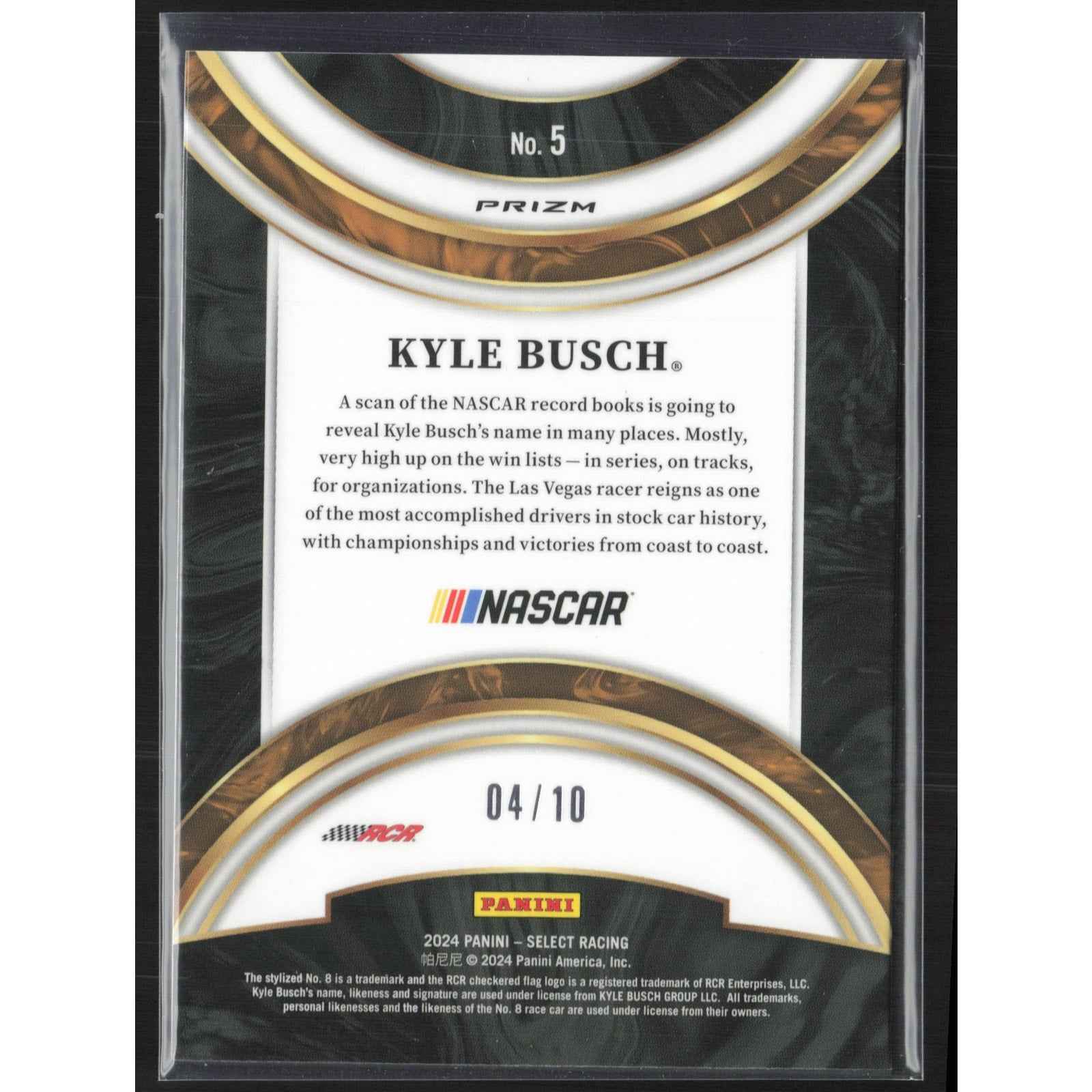 2024 Panini Select #5 Kyle Busch American Pride Gold Flash Prizms #/10