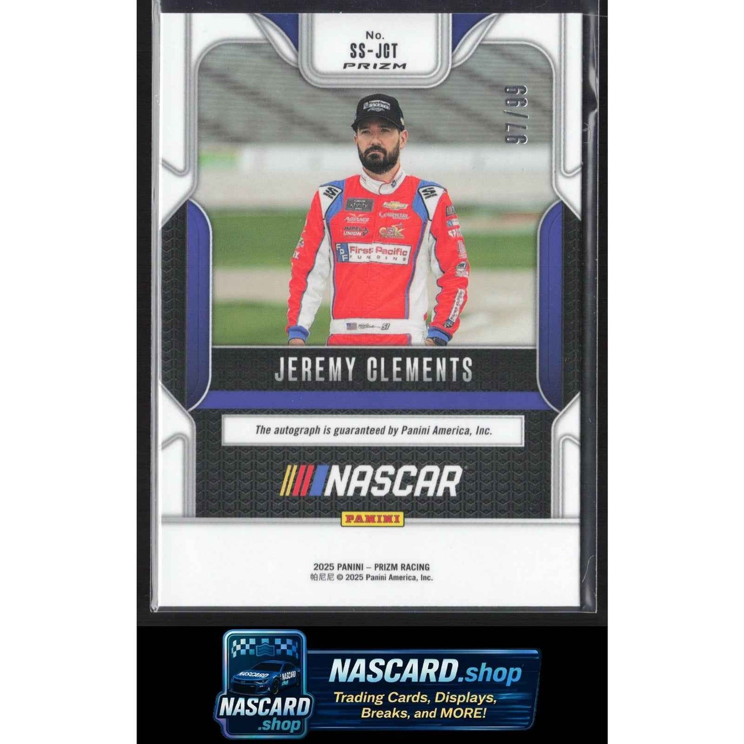 2025 Panini Prizm #SS-JCT Jeremy Clements Sensational Signatures Red #/99