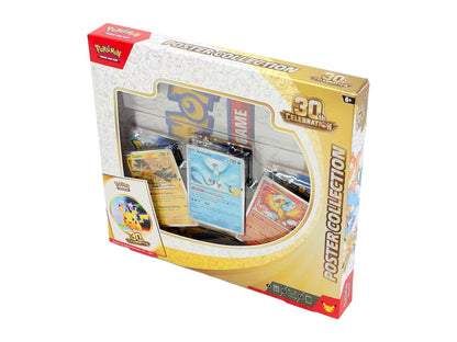 Pokémon Fossil Collection 30th Anniversary 10-pack booster box with a clear window displaying assorted Pokémon cards inside, shown on a white background.