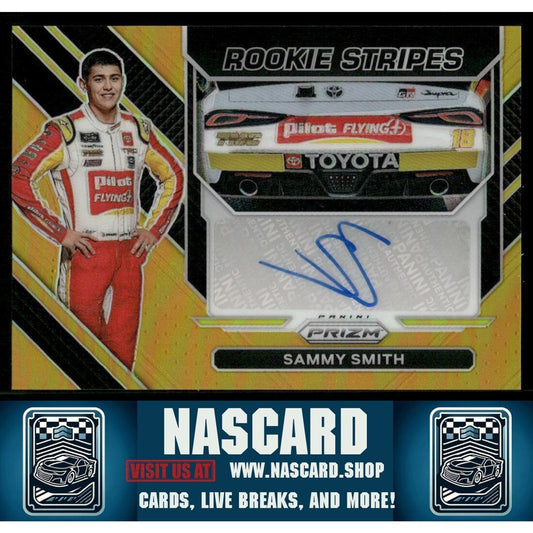 2023 Panini Prizm - Rookie Stripes Signatures Sammy Smith #RSS-SS Gold Prizm /10 - NASCARD.shop
