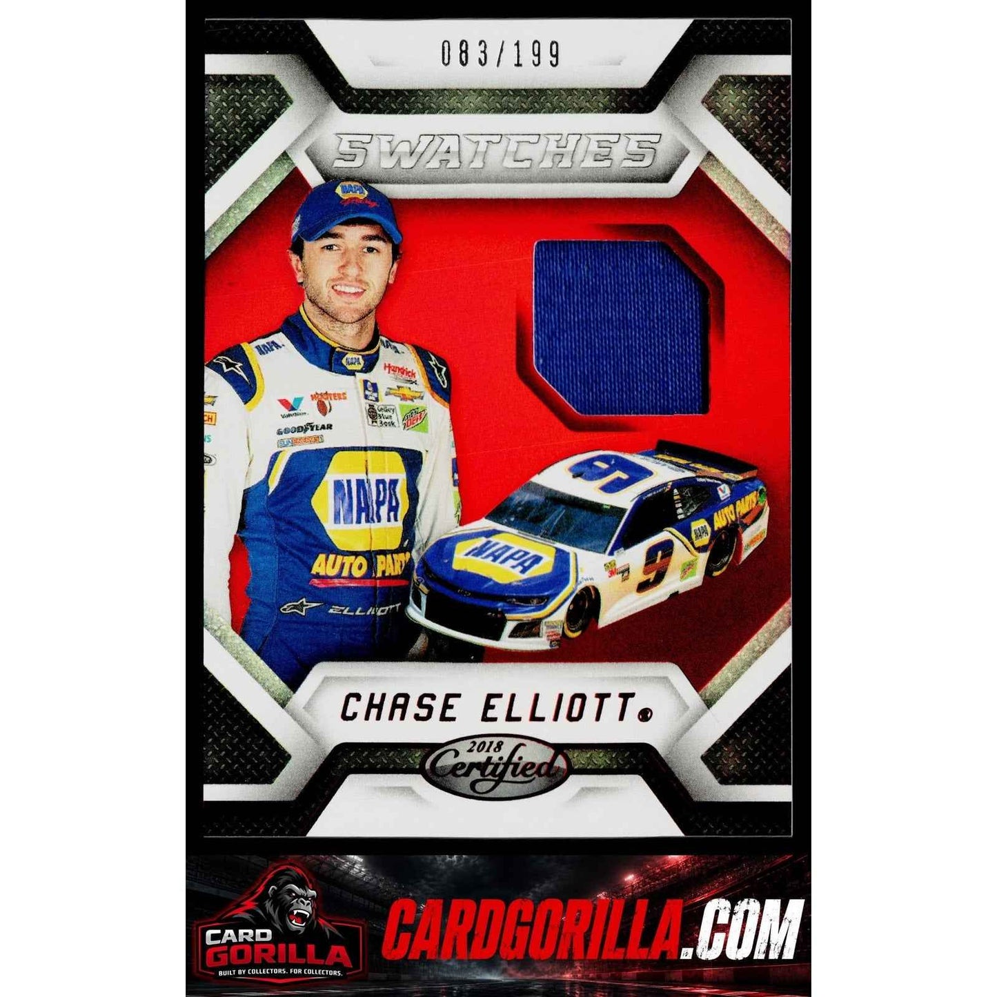 2018 Panini Certified #CS-CE Chase Elliott Cup Swatches Red #/199