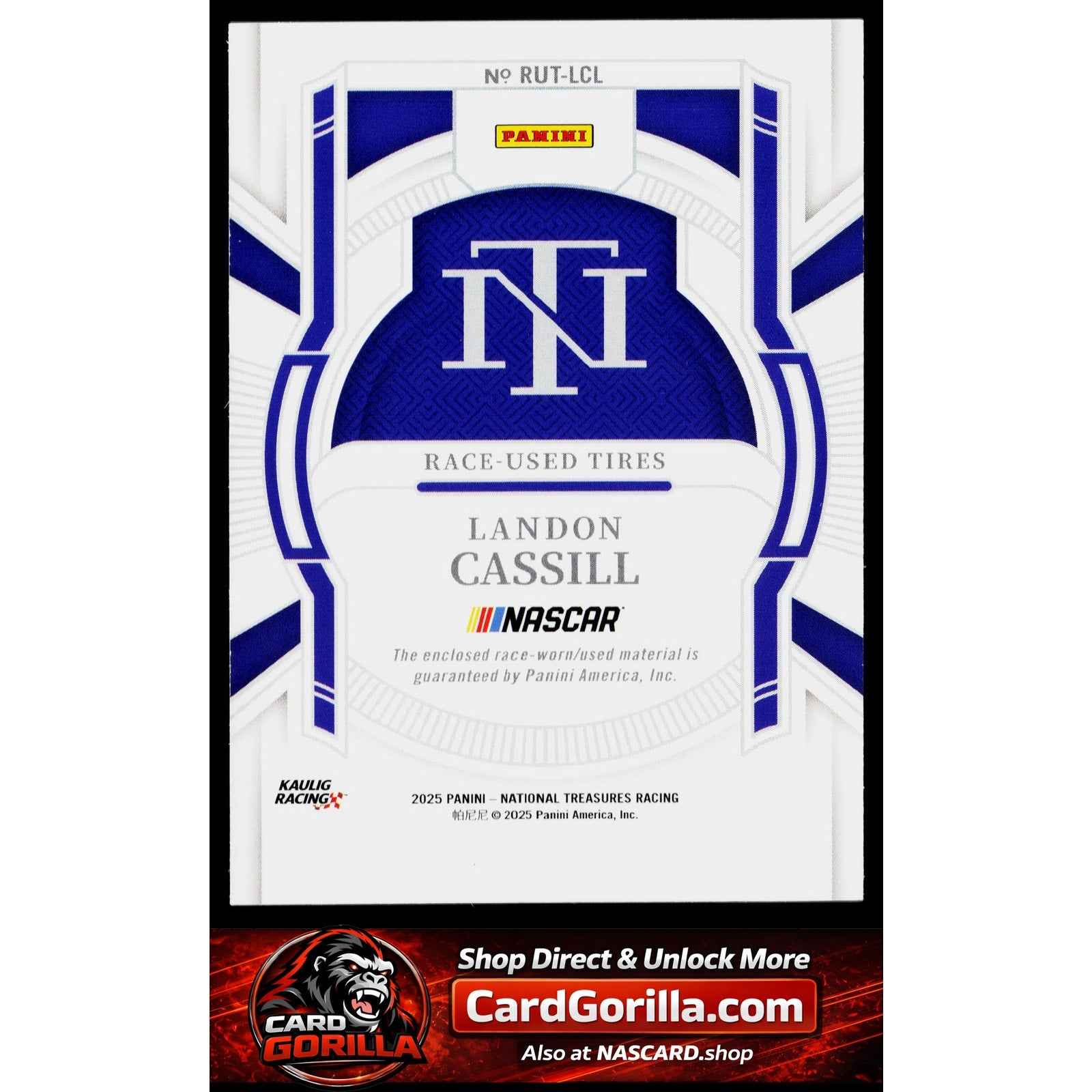 2025 Panini National Treasures #RUT-LCL Landon Cassill Race Used Tires #/99