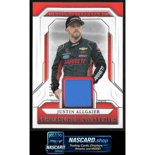 2025 Panini National Treasures #TS-JAL Justin Allgaier Treasured Swatches #/75