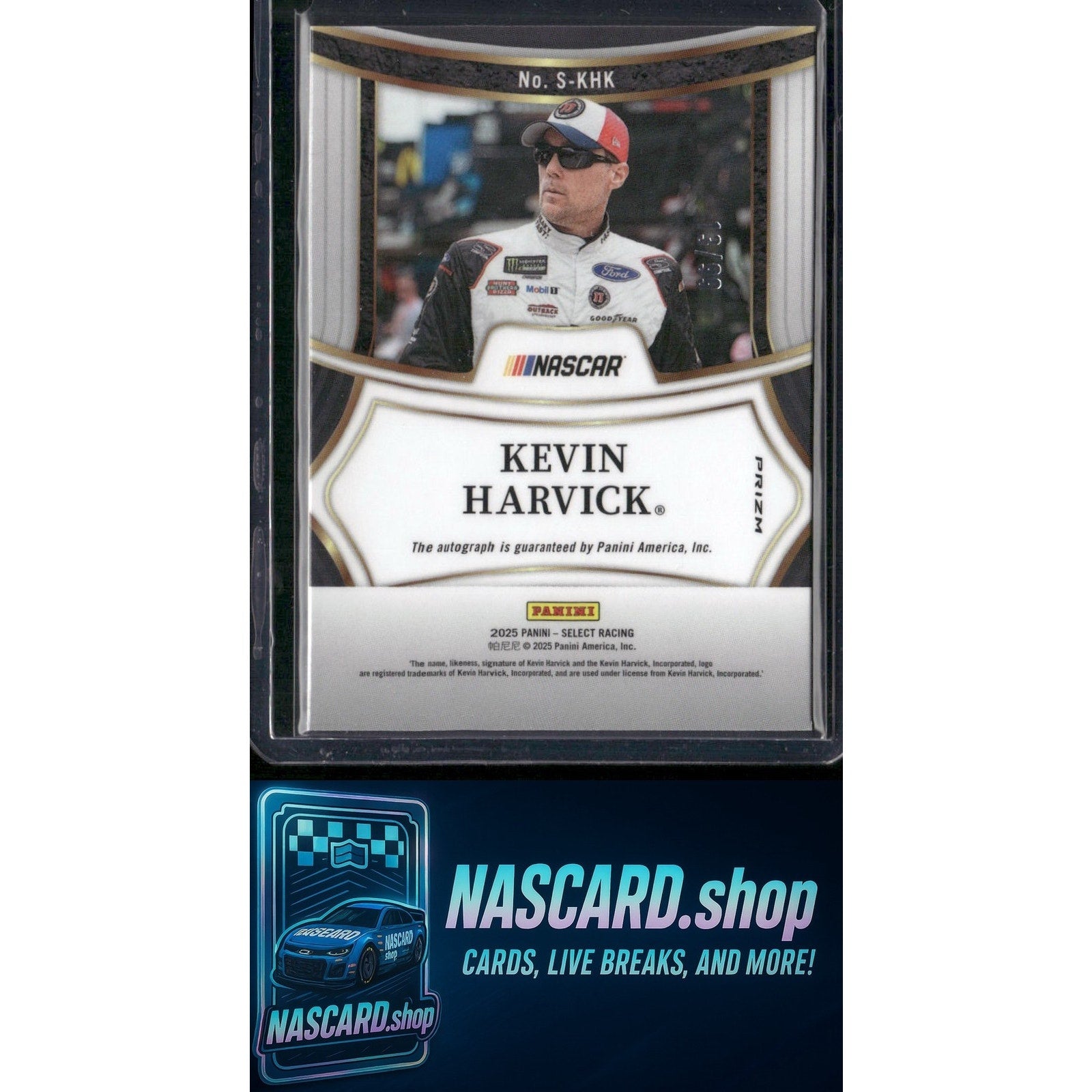 2025 Select Racing #S-KHK Kevin Harvick Signatures Blue Prizms #/99 - Card Gorilla