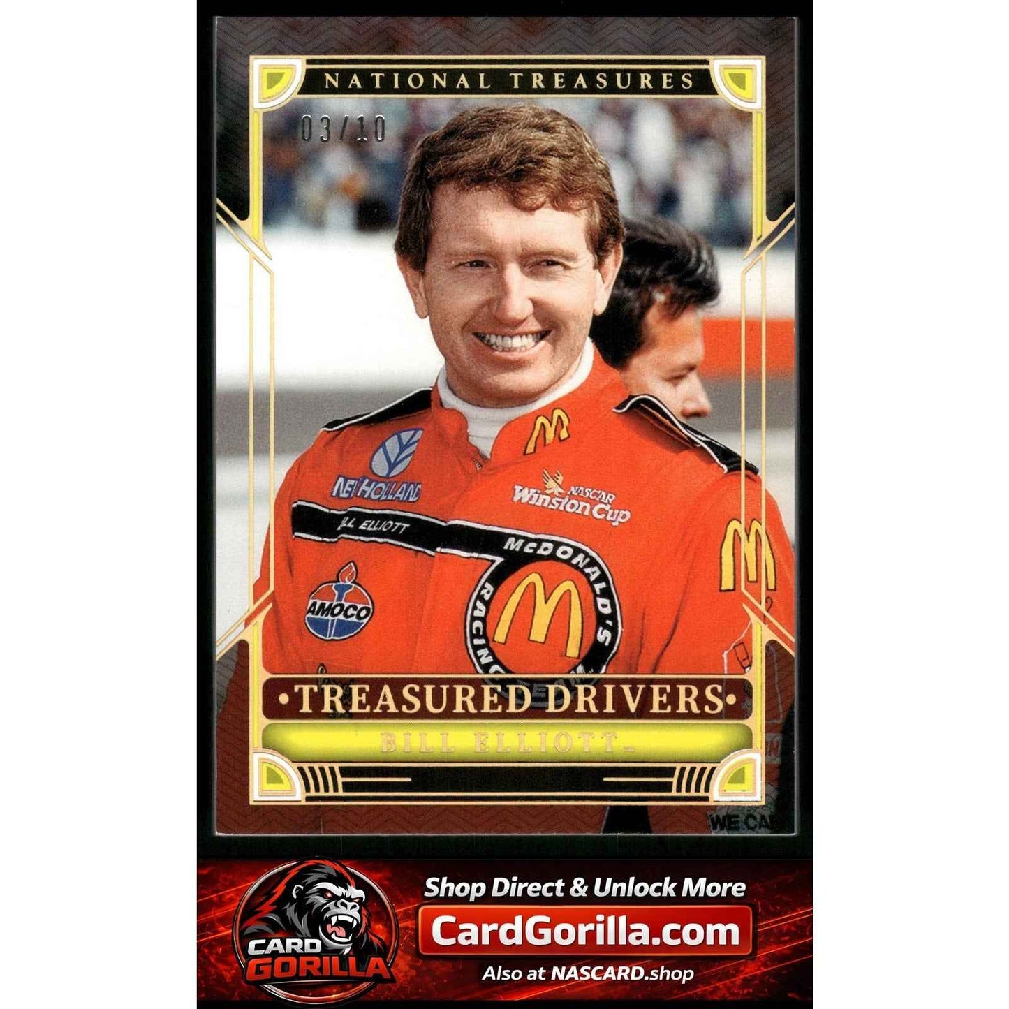 2023 National Treasures #TD11 Bill Elliott Treasured Drivers Holo Gold #/10