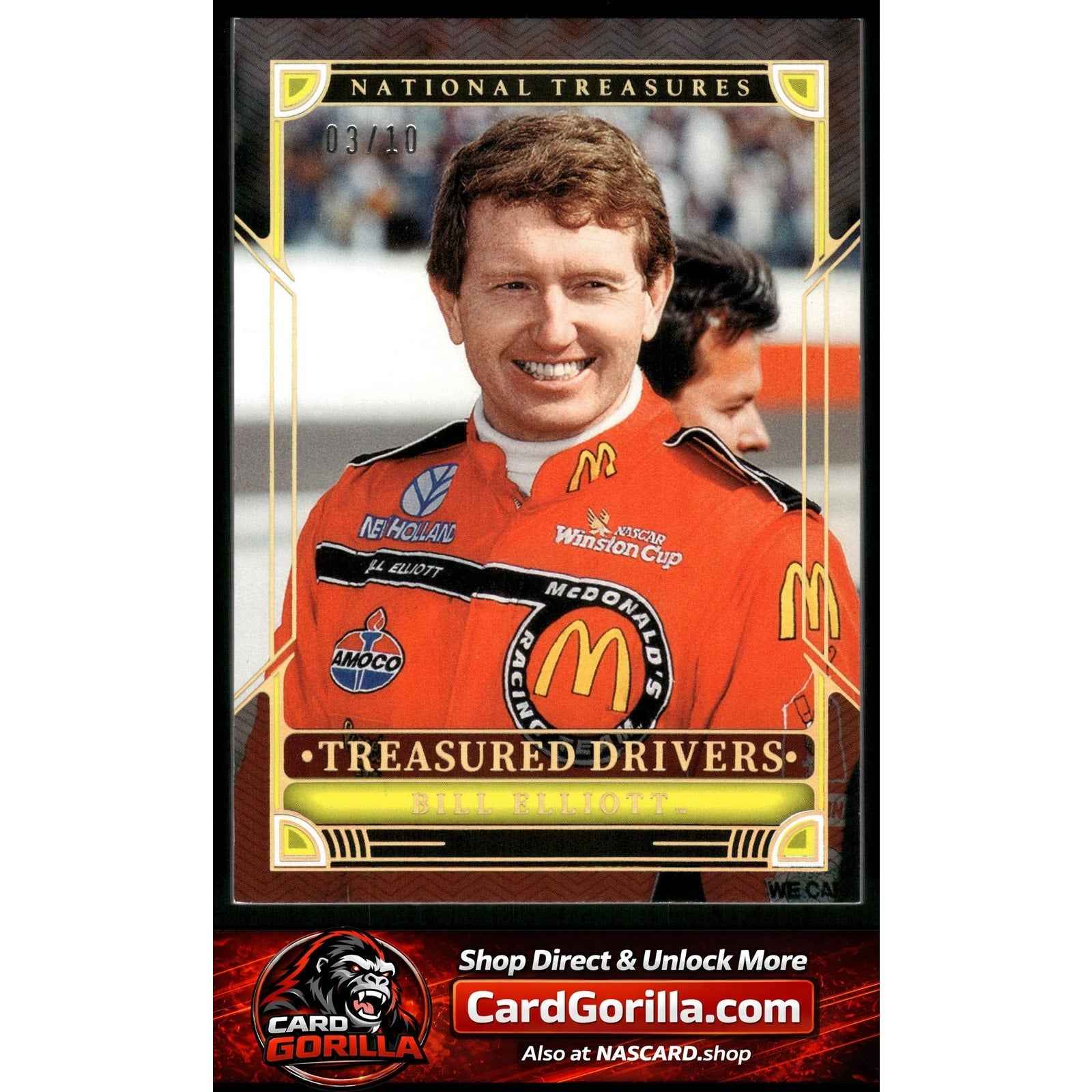2023 National Treasures #TD11 Bill Elliott Treasured Drivers Holo Gold #/10