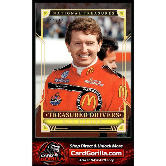 2023 National Treasures #TD11 Bill Elliott Treasured Drivers Holo Gold #/10