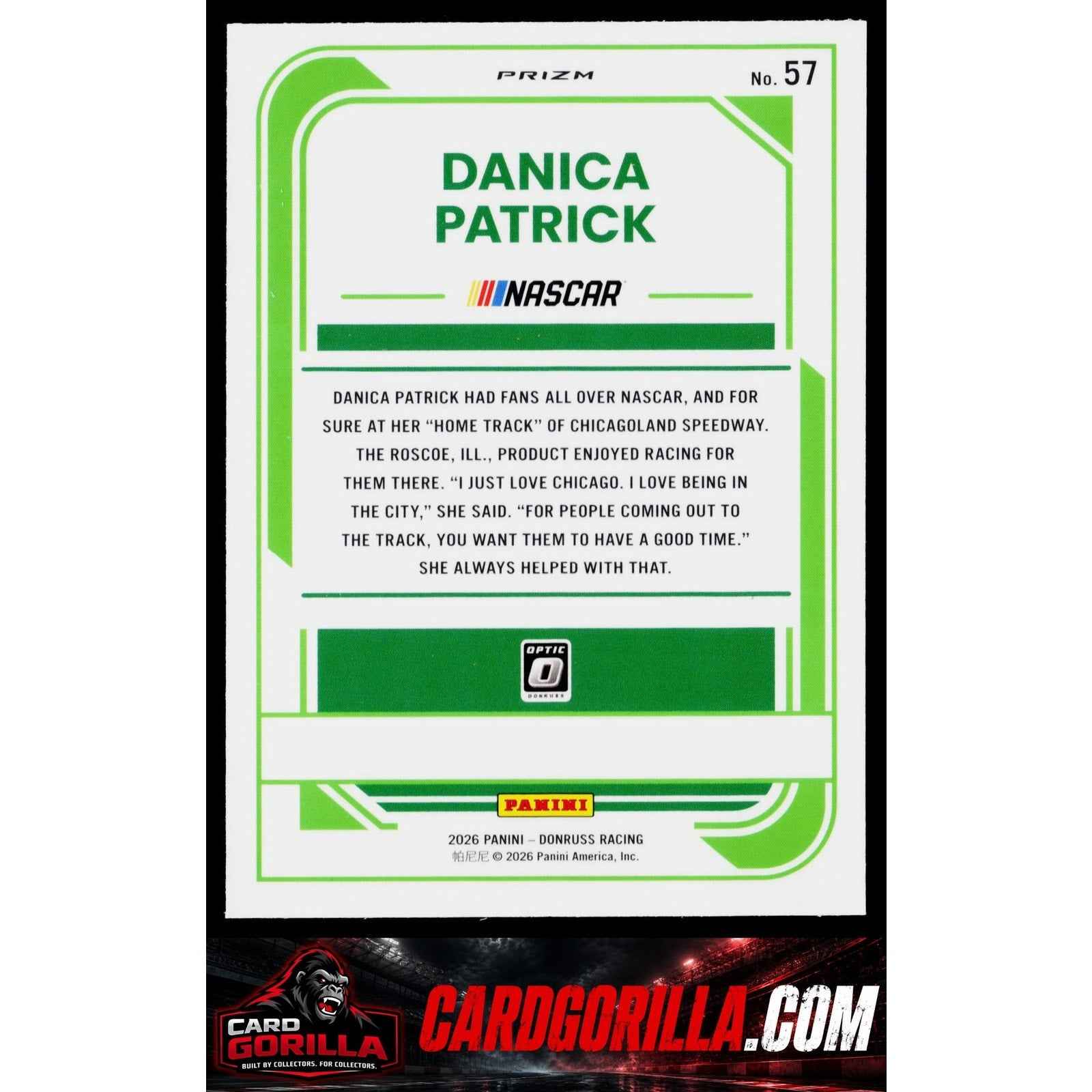 2026 Donruss #57 Danica Patrick Optic Blue Velocity